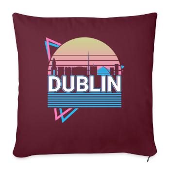 Dublin City Skyline Cityscape Rétro - Housse de coussin décorative 45 x 45 cm - bordeaux - Devant