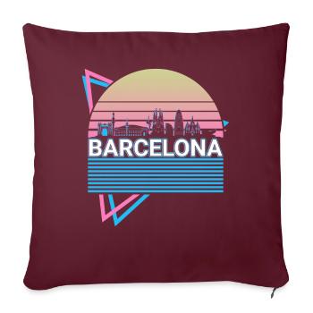 Barcelone City Skyline Cityscape Rétro - Housse de coussin décorative 45 x 45 cm - bordeaux - Devant