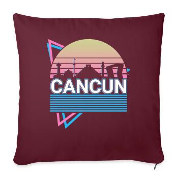 Cancun City Skyline Cityscape Rétro - Housse de coussin décorative 45 x 45 cm - bordeaux - Devant