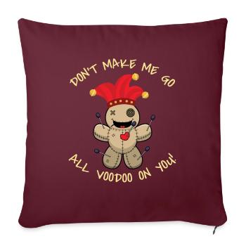 Voodoo On You Poupée Vaudou Voodoo - Housse de coussin décorative 45 x 45 cm - bordeaux - Devant