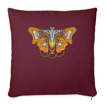 Cyborg Butterfly Cyber Esthétique Steampunk - Housse de coussin décorative 45 x 45 cm - bordeaux - Devant