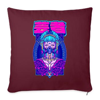 Cyber Geisha Esthétique Japonais - Housse de coussin décorative 45 x 45 cm - bordeaux - Devant