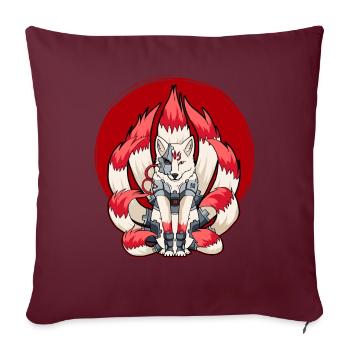 Cyborg Kitsune Renard à neuf queues Cyber-Esthétique - Housse de coussin décorative 45 x 45 cm - bordeaux - Devant