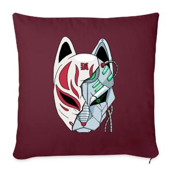 Cyborg Kitsune Mask Fox Mask Cyber Esthétique - Housse de coussin décorative 45 x 45 cm - bordeaux - Devant