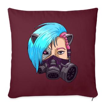 Cyborg Anime Girl Cyber Esthétique Japonaise - Housse de coussin décorative 45 x 45 cm - bordeaux - Devant