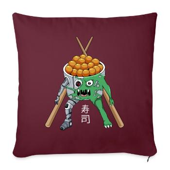 Cyborg Sushi Monster Cyber Esthétique japonaise - Housse de coussin décorative 45 x 45 cm - bordeaux - Devant