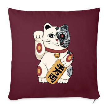 Cyborg Maneki Neko Cat Cyber Esthétique - Housse de coussin décorative 45 x 45 cm - bordeaux - Devant