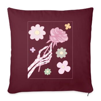 Pastel Danois Esthétique Squelette Main Rouge Rose - Housse de coussin décorative 45 x 45 cm - bordeaux - Devant