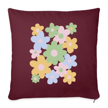 Dänische Blumen in Pastell-Ästhetik - Sofakissenbezug 45 x 45 cm - Burgunderrot - Vorne