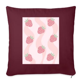Dänische Pastell-Ästhetik-Erdbeeren - Sofakissenbezug 45 x 45 cm - Burgunderrot - Vorne