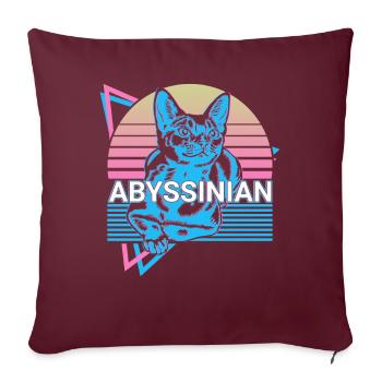 Chat Abyssin Rétro - Housse de coussin décorative 45 x 45 cm - bordeaux - Devant