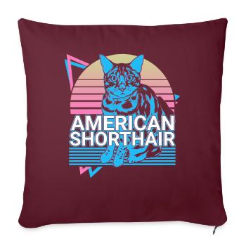 American Shorthair Cat Rétro - Housse de coussin décorative 45 x 45 cm - bordeaux - Devant