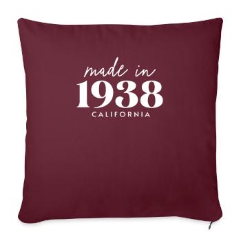 Fait en 1938 en anniversaire en Californie - Housse de coussin décorative 45 x 45 cm - bordeaux - Devant