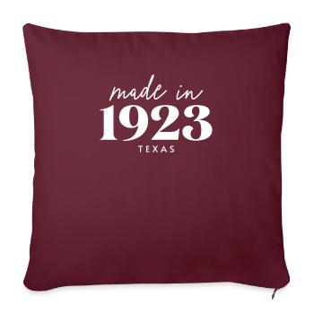 Fabriqué au Texas en 1923. jolie fête d'anniversaire - Housse de coussin décorative 45 x 45 cm - bordeaux - Devant