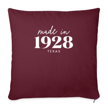 Fabriqué au Texas en 1928. jolie fête d'anniversaire - Housse de coussin décorative 45 x 45 cm - bordeaux - Devant