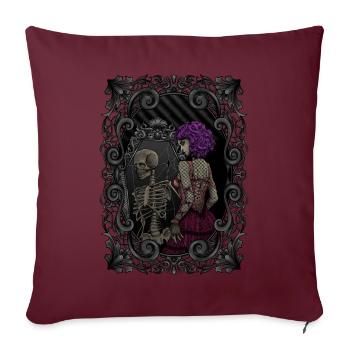 Image miroir squelette - mort à l’intérieur - Gothique - Housse de coussin décorative 45 x 45 cm - bordeaux - Devant