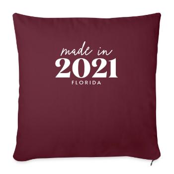 Fabriqué en 2021 en Floride. Fête d’anniversaire mignonne - Housse de coussin décorative 45 x 45 cm - bordeaux - Devant