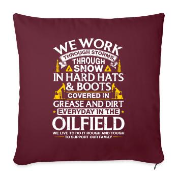 Travailleurs des champs pétrolifères Plate-forme pétrolière Production de pétrole - Housse de coussin décorative 45 x 45 cm - bordeaux - Devant