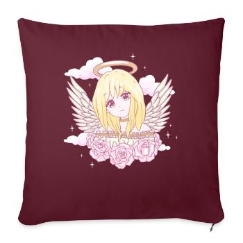 Angelcore Ästhetische Anime Mädchen Rosen Engel Ha - Sofakissenbezug 45 x 45 cm - Burgunderrot - Vorne