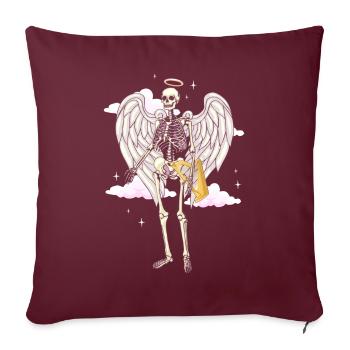 Angelcore Esthétique Gothique Ange Squelette Crâne - Housse de coussin décorative 45 x 45 cm - bordeaux - Devant