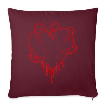Zombiecore Esthétique Zombie Monster Hand Heart - Housse de coussin décorative 45 x 45 cm - bordeaux - Devant