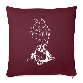 Zombiecore Esthétique Squelette Main Lait de Fraise - Housse de coussin décorative 45 x 45 cm - bordeaux - Devant