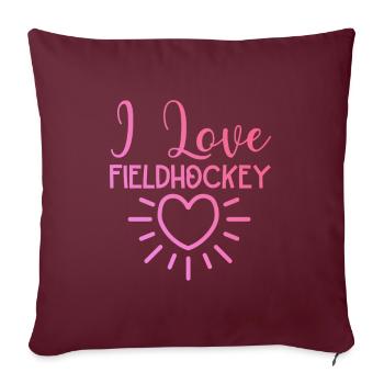 J’adore le hockey sur gazon - Housse de coussin décorative 45 x 45 cm - bordeaux - Devant