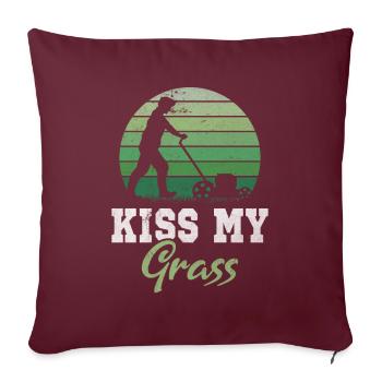 Kiss My Grass Tondeuse à gazon Entretien de pelouse Jeu de mots - Housse de coussin décorative 45 x 45 cm - bordeaux - Devant