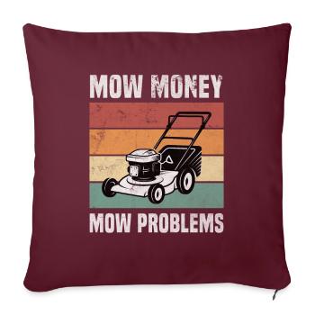 Vintage Rawen tondeuse Mow Money Mow Problèmes - Housse de coussin décorative 45 x 45 cm - bordeaux - Devant