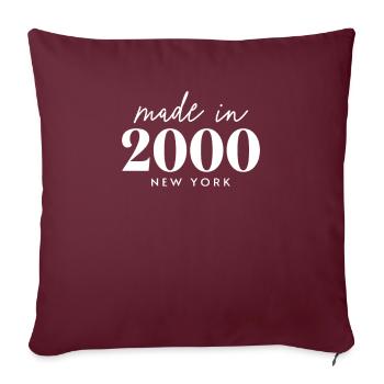 Fabriqué en 2000 à New York. Fête d’anniversaire mignonne - Housse de coussin décorative 45 x 45 cm - bordeaux - Devant