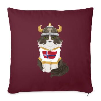 Norvège Chat Norvège Chaton - Housse de coussin décorative 45 x 45 cm - bordeaux - Devant