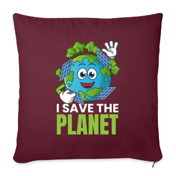 Je sauve la planète solaire photovoltaïque - Housse de coussin décorative 45 x 45 cm - bordeaux - Devant