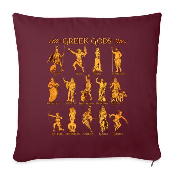 Götter der griechischen Mythologie - Sofakissenbezug 45 x 45 cm - Burgunderrot - Vorne