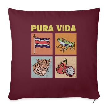 Pura Vida Costa Rica FlagTropical Frog - Housse de coussin décorative 45 x 45 cm - bordeaux - Devant