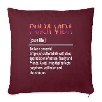 Pura Vida Définition Bonheur & Vie Simple - Housse de coussin décorative 45 x 45 cm - bordeaux - Devant