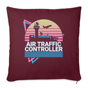 Contrôleur de la circulation aérienne ATC Flight Control Retro - Housse de coussin décorative 45 x 45 cm - bordeaux - Devant