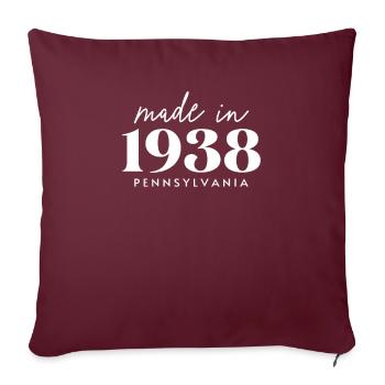 Fabriqué en 1938 en Pennsylvanie. Fête d’anniversaire mignonne - Housse de coussin décorative 45 x 45 cm - bordeaux - Devant