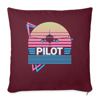 Pilote Avion Aviateur Aviation Rétro - Housse de coussin décorative 45 x 45 cm - bordeaux - Devant