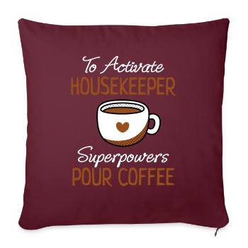 Femme de ménage amateur de café nettoyant cadeau - Housse de coussin décorative 45 x 45 cm - bordeaux - Devant