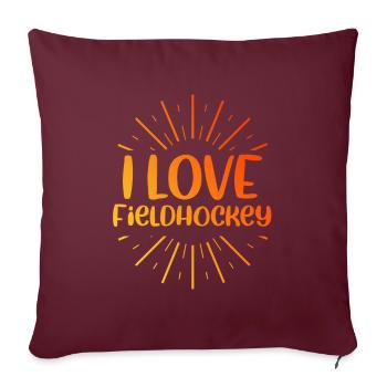 J’adore le hockey sur gazon - Housse de coussin décorative 45 x 45 cm - bordeaux - Devant