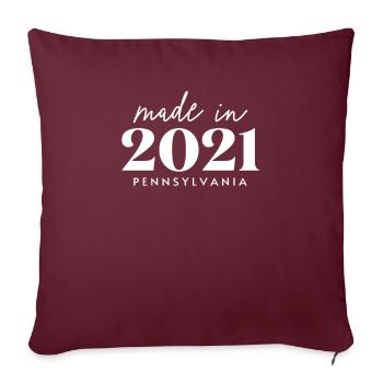 Fabriqué en 2021 en Pennsylvanie. Fête d’anniversaire mignonne - Housse de coussin décorative 45 x 45 cm - bordeaux - Devant