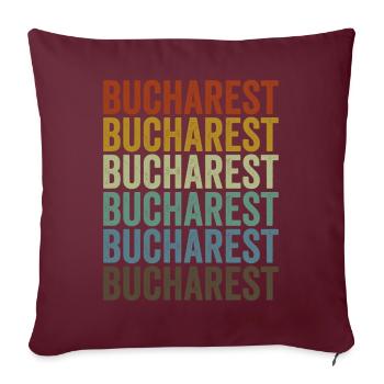Bucarest Roumanie Retro Vintage - Housse de coussin décorative 45 x 45 cm - bordeaux - Devant