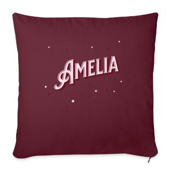 Nom Amelia personnalisé - Housse de coussin décorative 45 x 45 cm - bordeaux - Devant