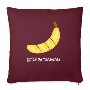 Diagramme de boucher Banane Fruit Fruit - Housse de coussin décorative 45 x 45 cm - bordeaux - Devant