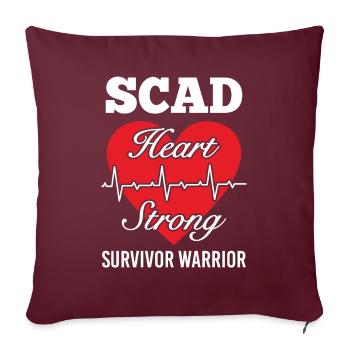 Scad Heart Strong Survivor Warrior Crise cardiaque - Housse de coussin décorative 45 x 45 cm - bordeaux - Devant