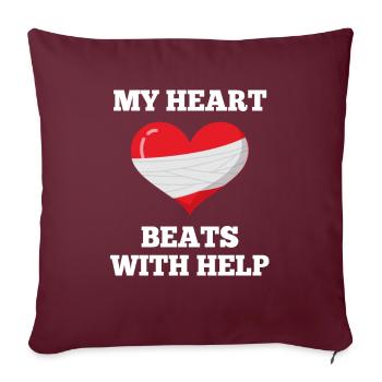 Stimulateur cardiaque Mon cœur bat avec de l’aide - Housse de coussin décorative 45 x 45 cm - bordeaux - Devant