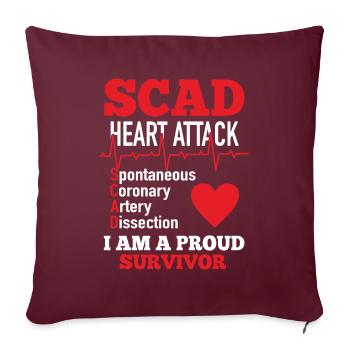 Scad Heart Attack Proud Survivor Chirurgie cardiaque - Housse de coussin décorative 45 x 45 cm - bordeaux - Devant