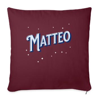 Nom de Matteo personnalisé - Housse de coussin décorative 45 x 45 cm - bordeaux - Devant