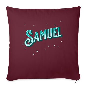 Nom Samuel personnalisé - Housse de coussin décorative 45 x 45 cm - bordeaux - Devant