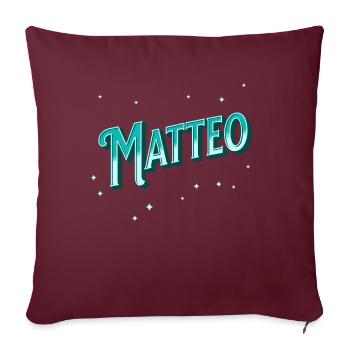 Nom de Matteo personnalisé - Housse de coussin décorative 45 x 45 cm - bordeaux - Devant